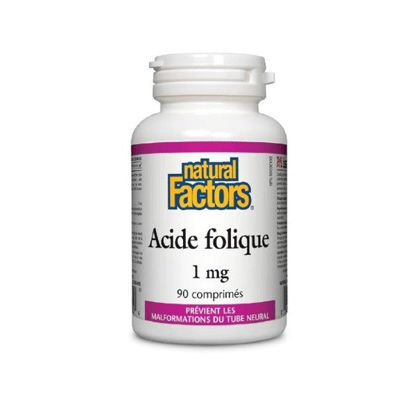 Acide folique Natural Factors 1 mg (90 comprimés)