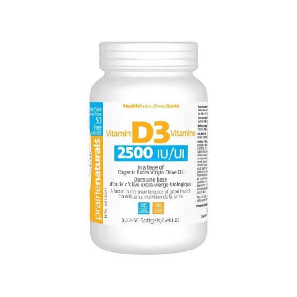 Vitamine D3 2500 UI Prairie Naturals (550 gélules)