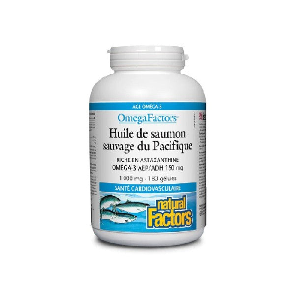 Huile de saumon sauvage du pacifique  Natural Factors (180 gélules)